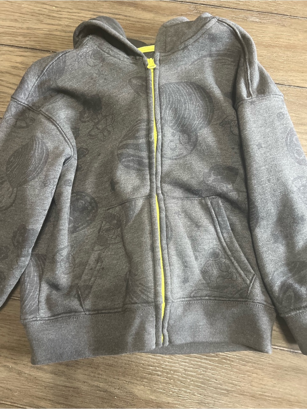 365 Kids Grey Zip-Up Hoodie with Yellow Trim